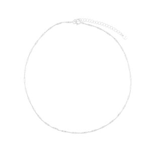 Gargantilla doble cadena de plata baño Rodio