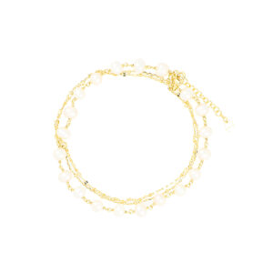 Pulsera triple de plata con Perla natural