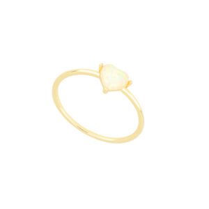 Anillo de plata con Corazón de Ópalo Blanco