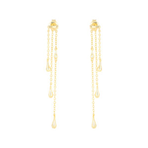 Aretes Cascada Gota de plata baño Oro 14kts