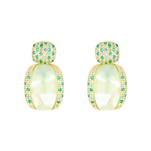 Arracada de plata con Perla Verde y Zirconias