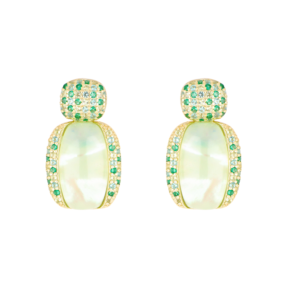 Arracada de plata con Perla Verde y Zirconias